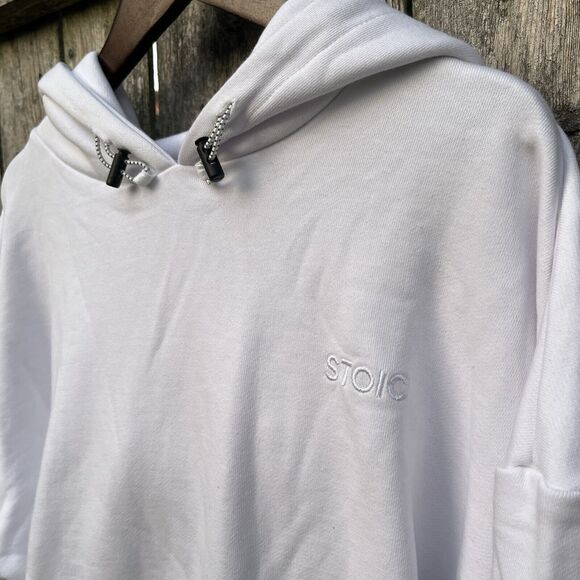 STOIC Midweight 100% Cotton WhiteEmbroidered Logo Hoodie-Size XS Gorpcore - Picture 3 of 8